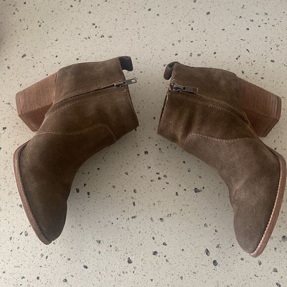 Madewell The Brenner Brown Genuine Suede Leather Ankle Boots Block Heel Size 8.5 - Picture 13 of 13